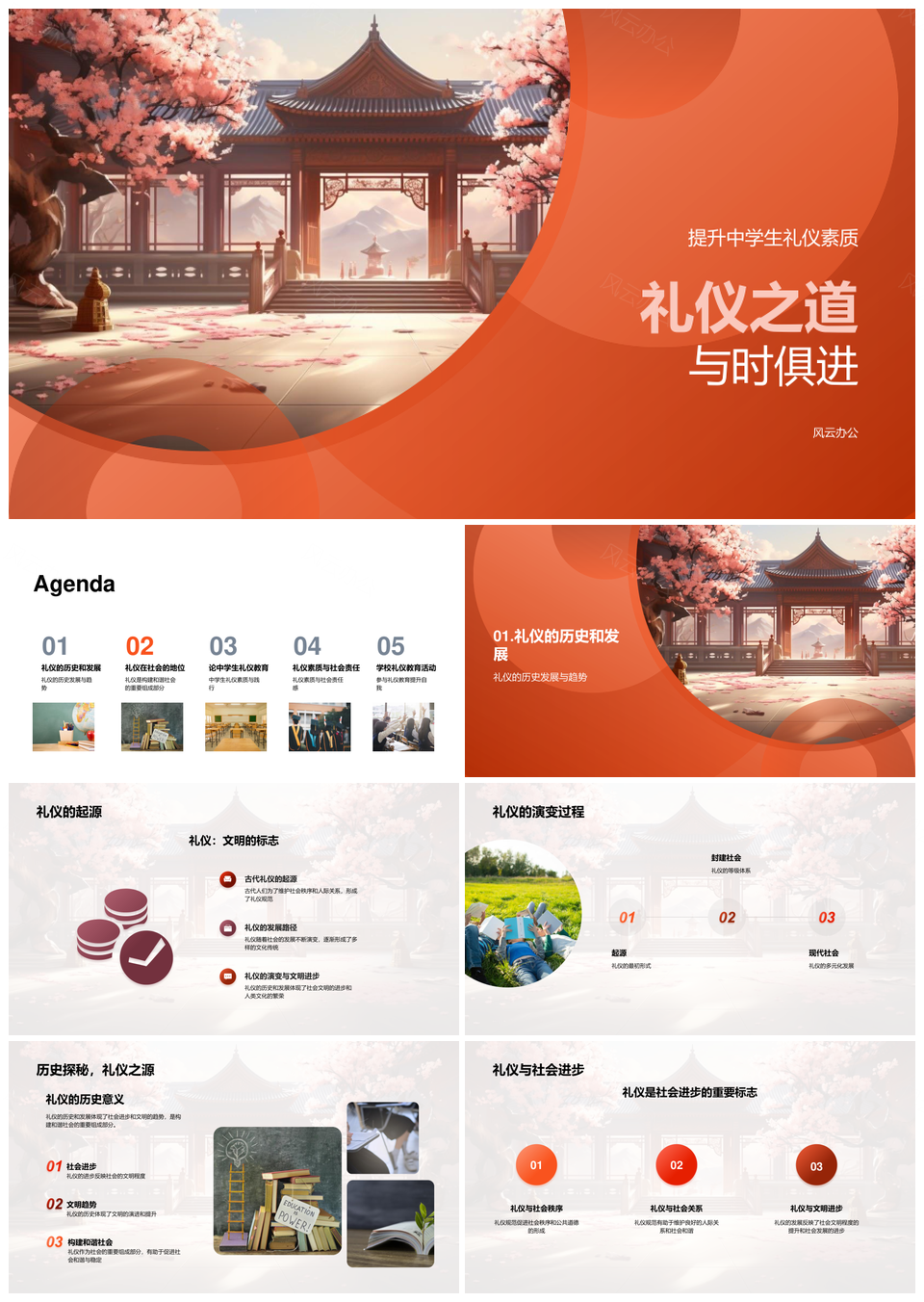 传统礼仪教育助建文明和谐社会PPT模板