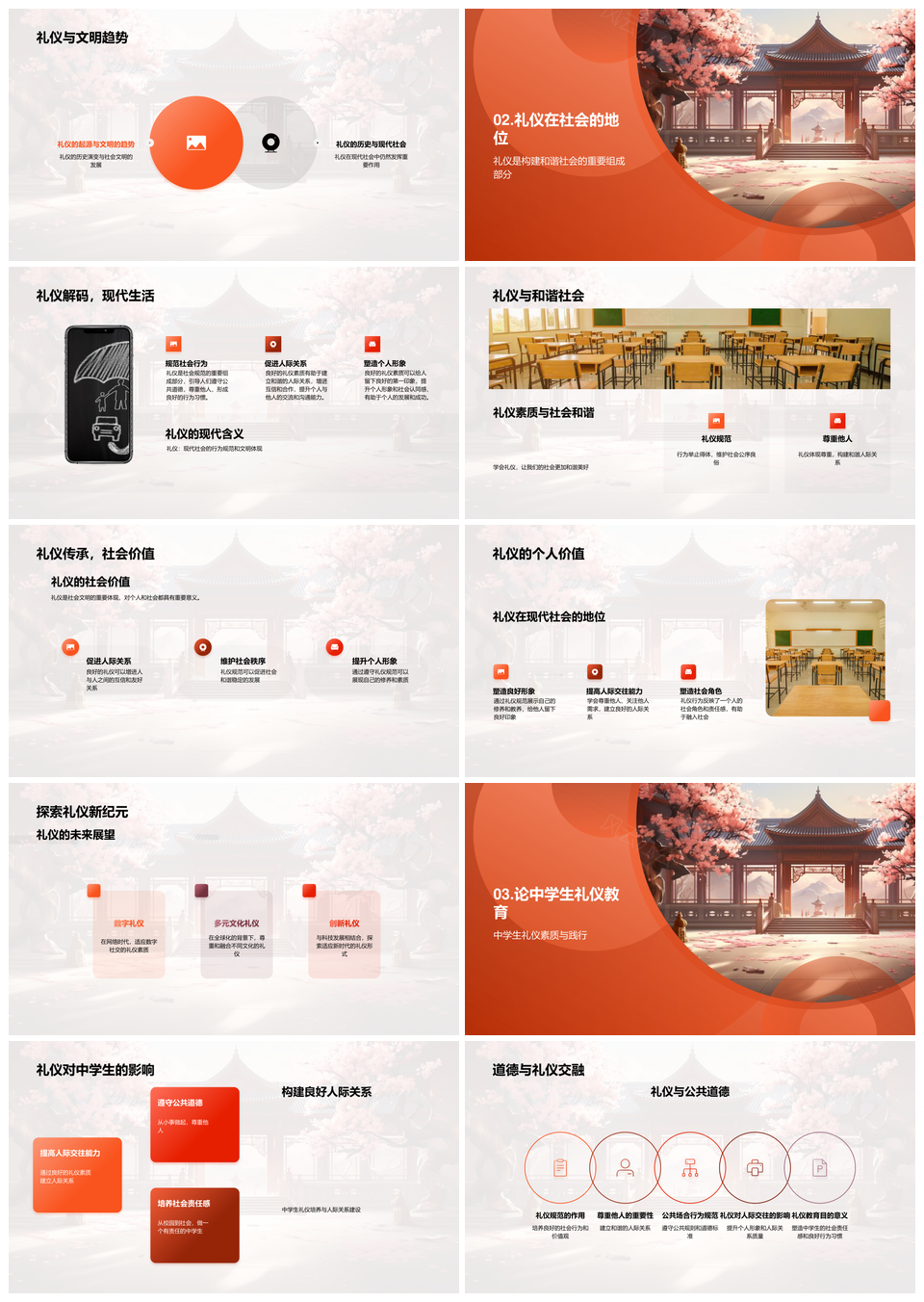 传统礼仪教育助建文明和谐社会PPT模板