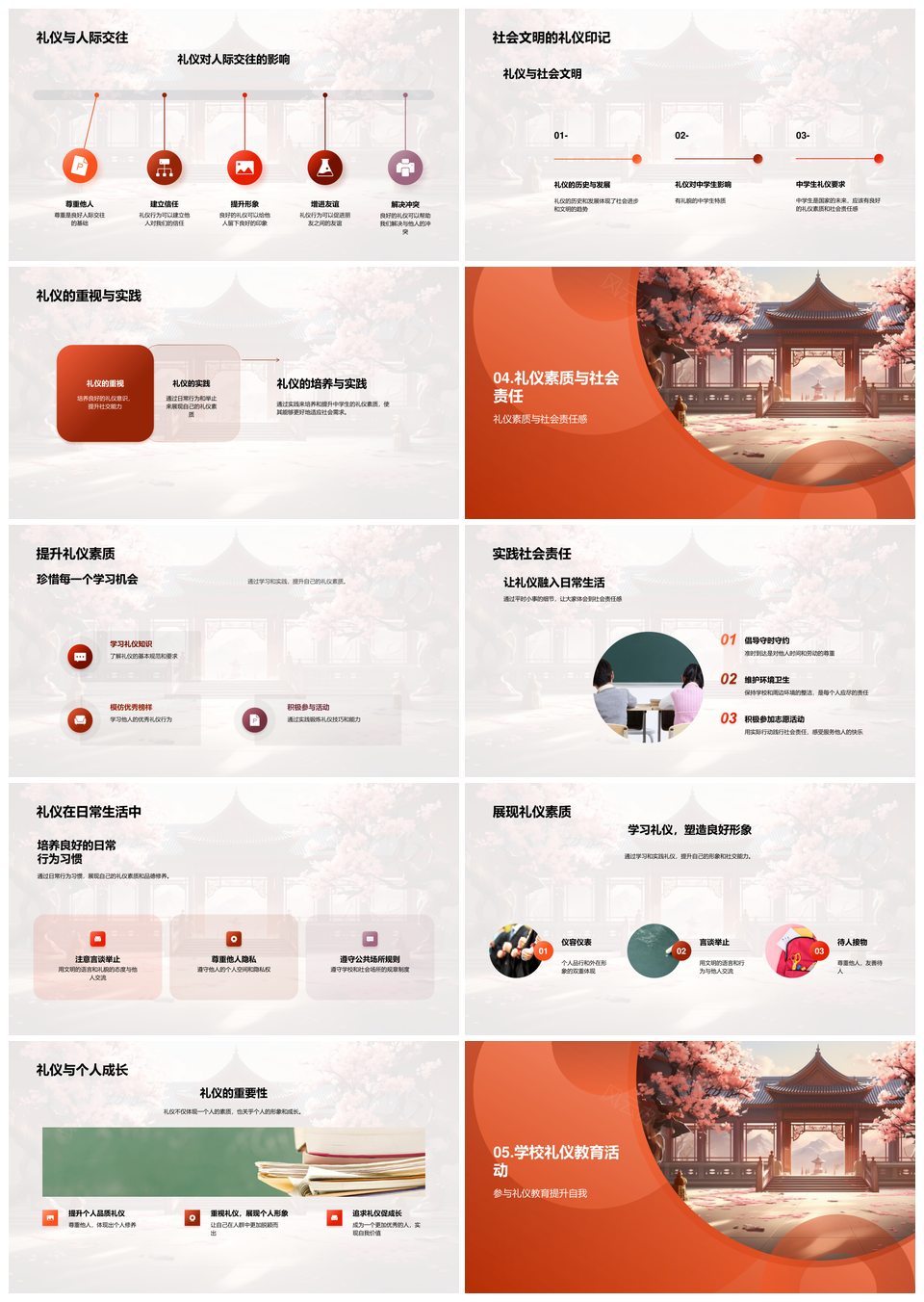传统礼仪教育助建文明和谐社会PPT模板
