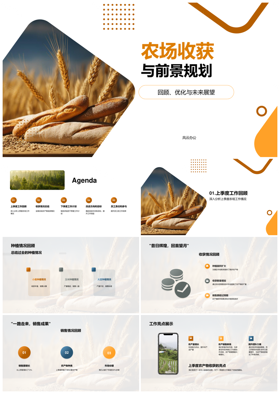 麦田季度收获总结与种植销售规划PPT模板