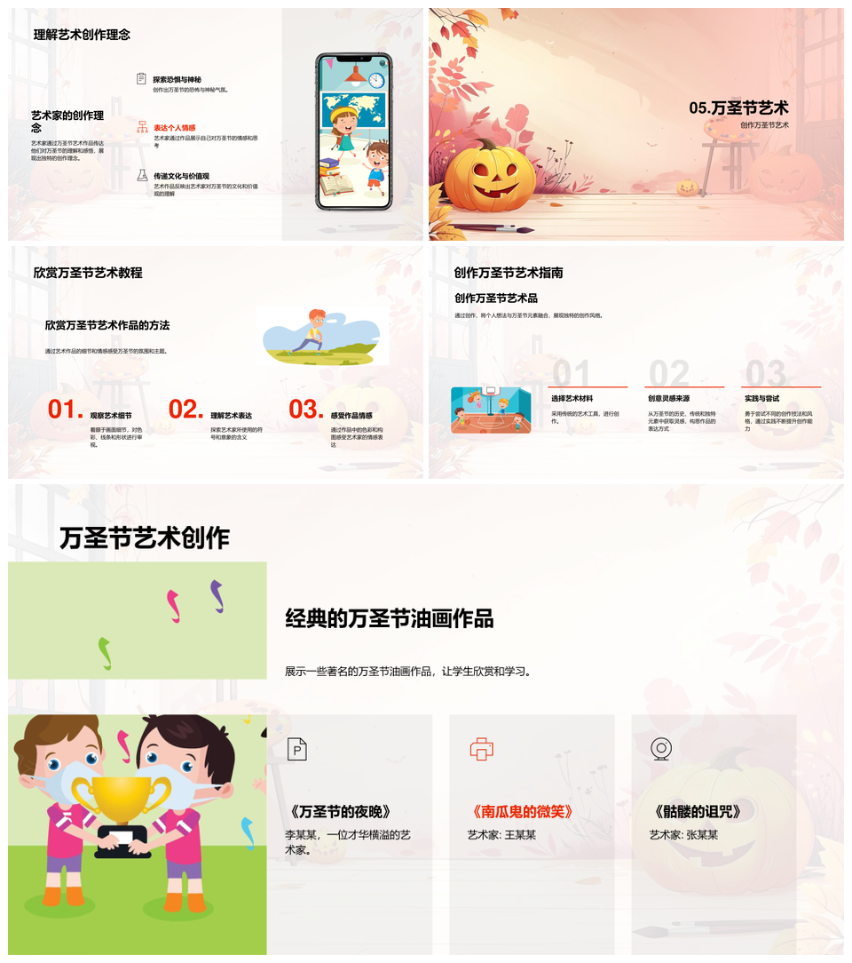 万圣节艺术元素历史起源发展骷髅南瓜解析PPT模板