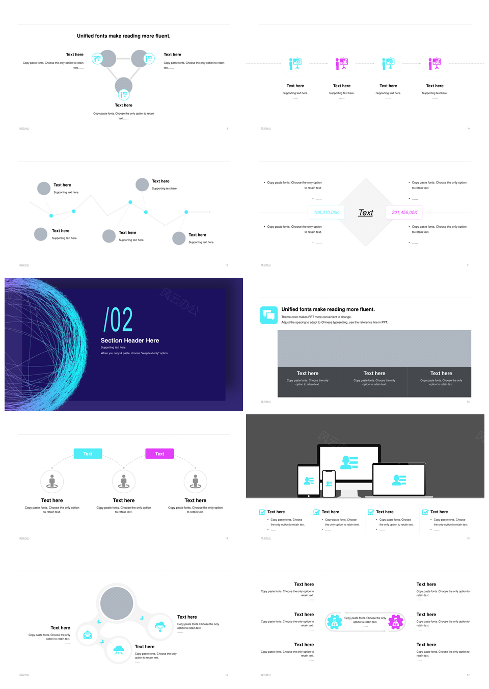 蓝色简约年度工作总结报告通用PPT模板