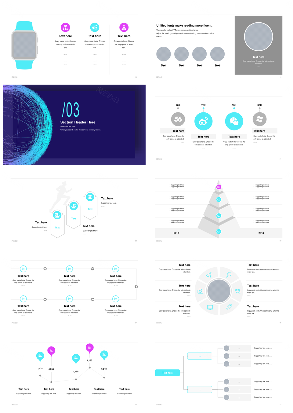 蓝色简约年度工作总结报告通用PPT模板