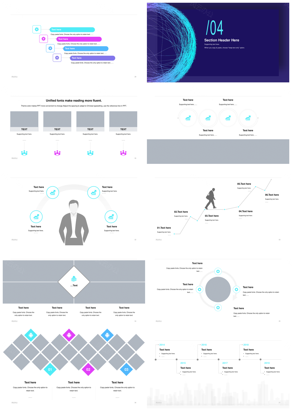 蓝色简约年度工作总结报告通用PPT模板