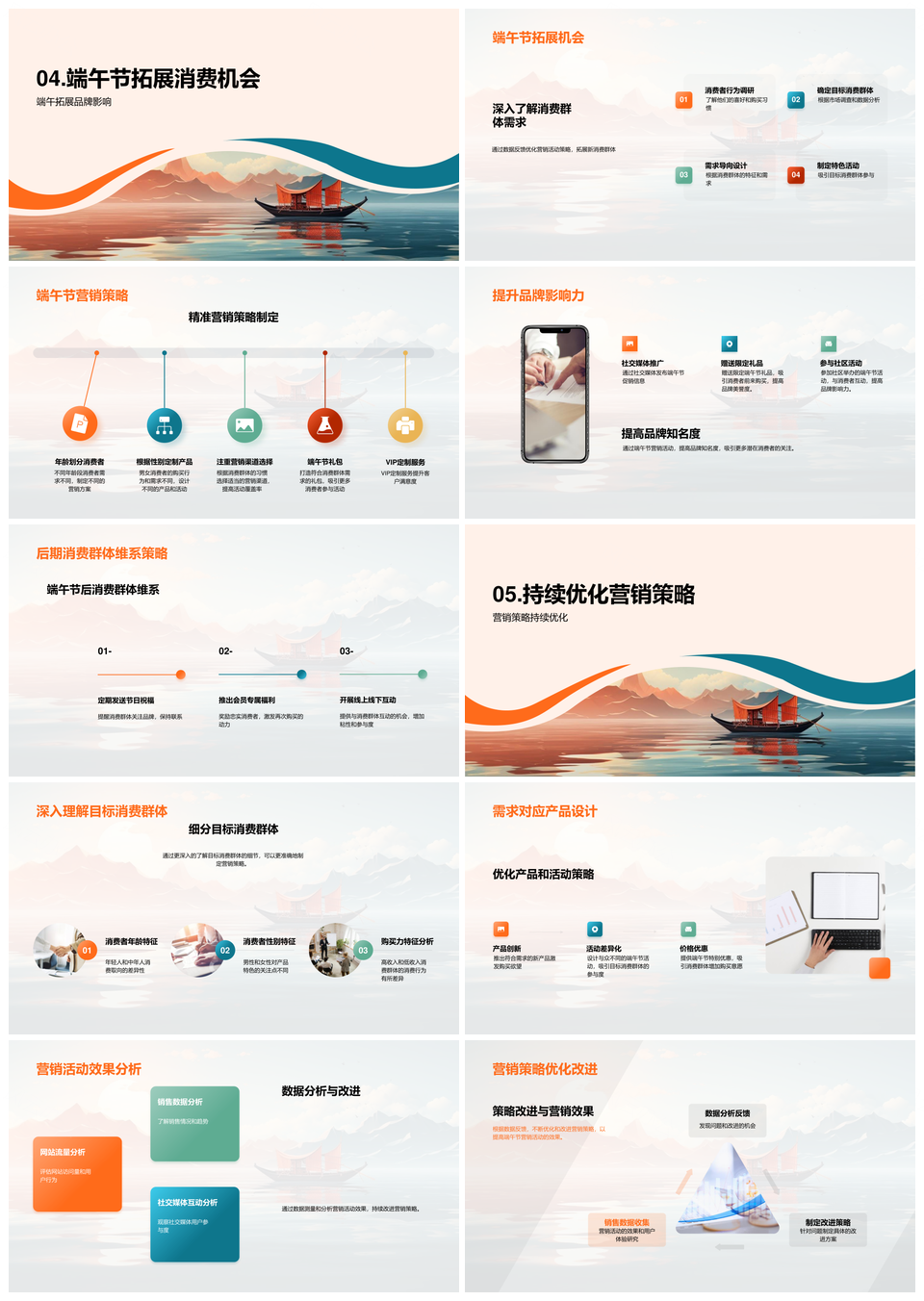 端午消费趋势精准营销策略优化龙舟产品设计PPT模板