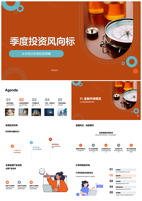 季度投资风向标市场策略指南针PPT模板