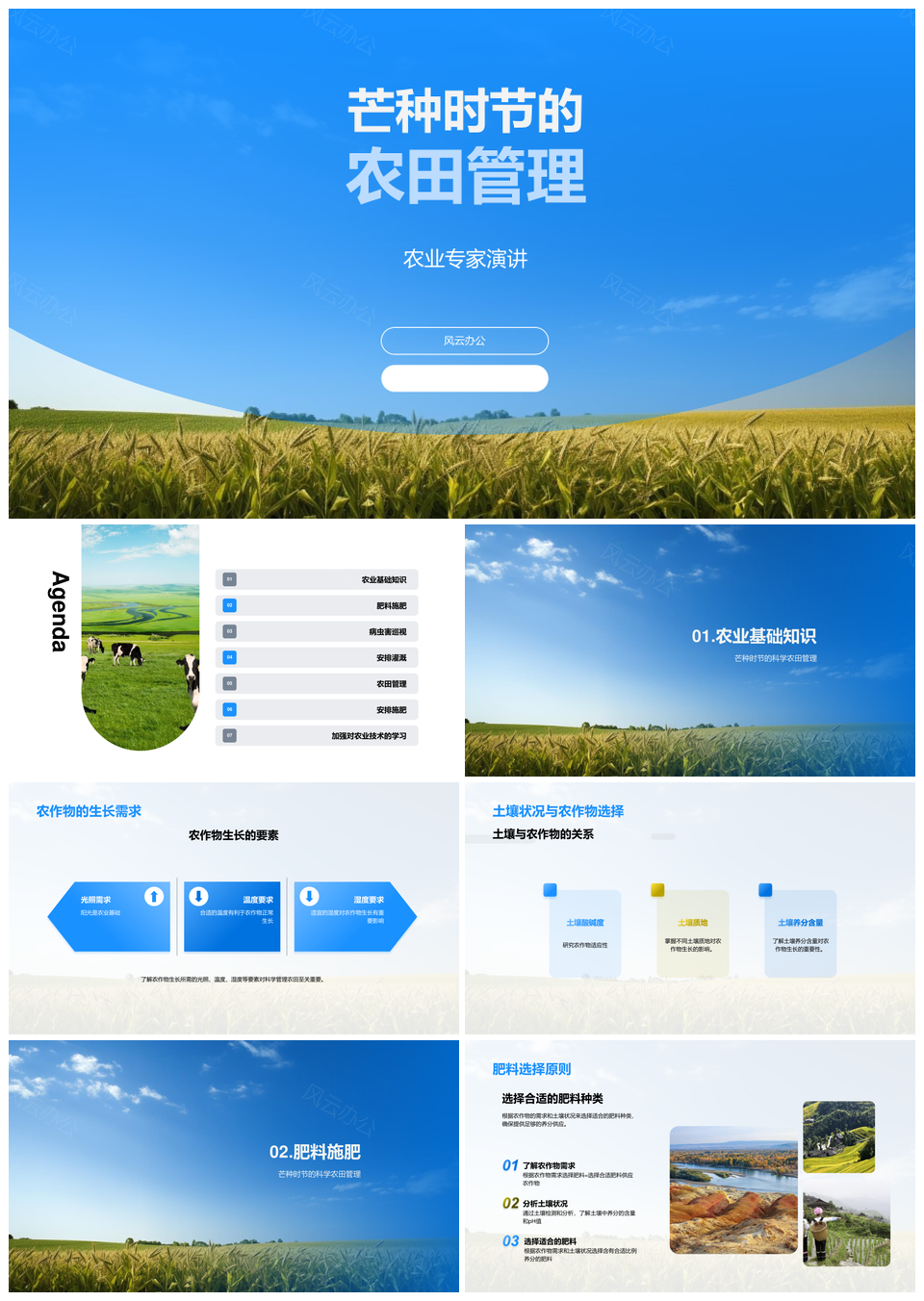 农业专家指导农民芒种农田管理PPT模板