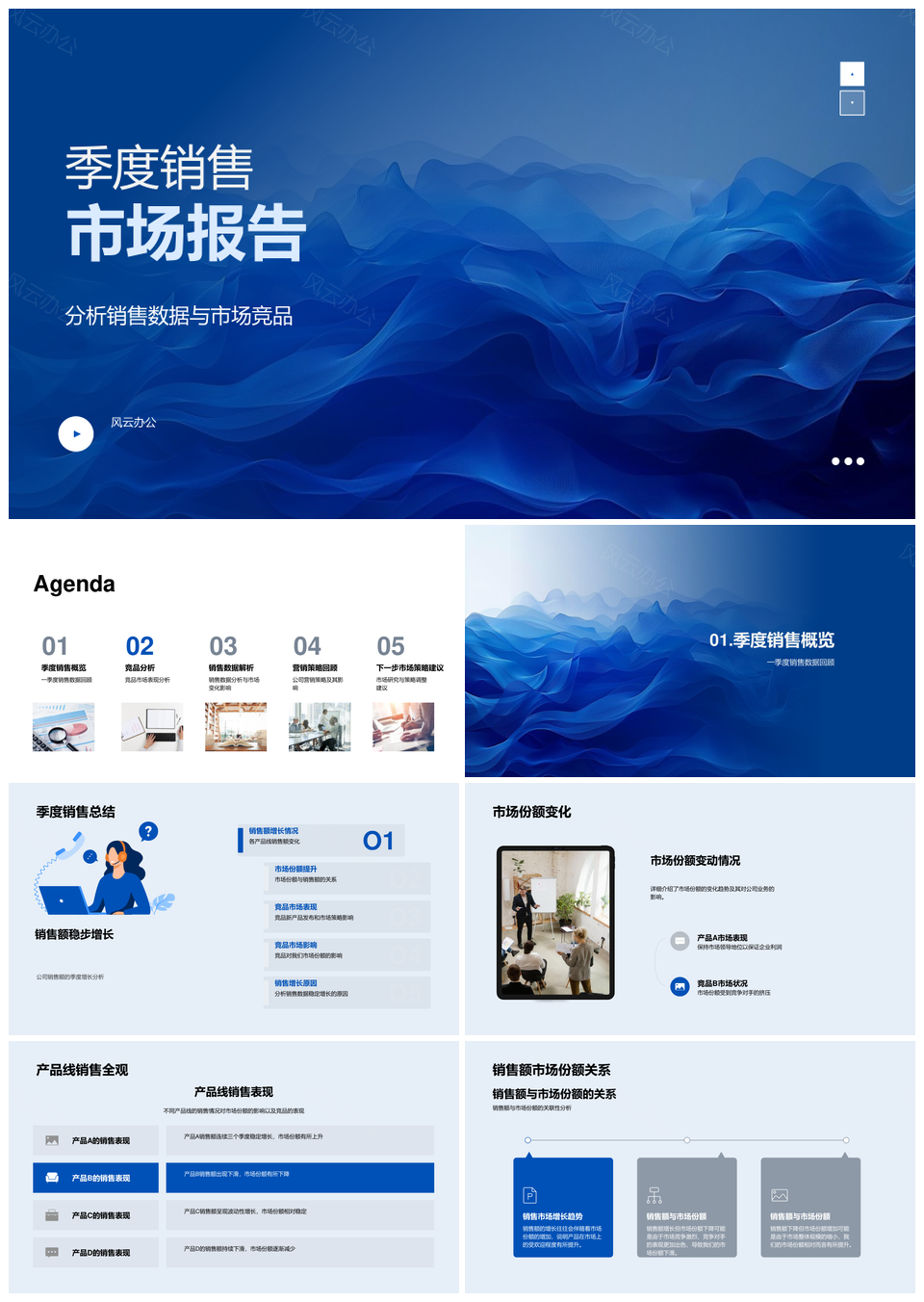季度销售数据市场份额竞品分析策略调整PPT模板
