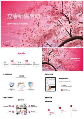 2025立春销售启动春季樱花策略行动PPT模板