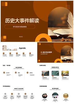 世界历史大事件背景动因解析与影响卷轴PPT模板