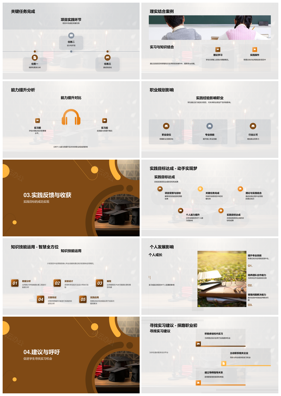 校企合作专业实践创新毕业帽PPT模板