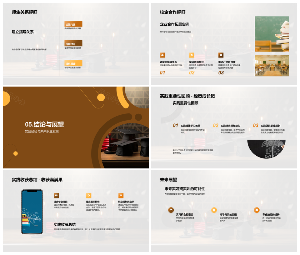 校企合作专业实践创新毕业帽PPT模板