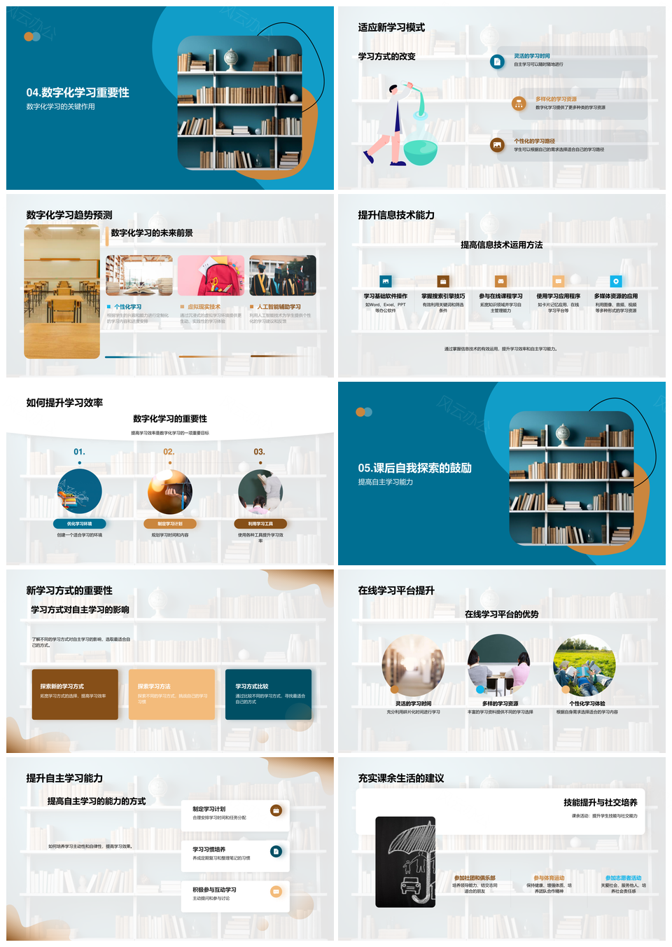 数字学习在线教育自主提升效率能力PPT模板