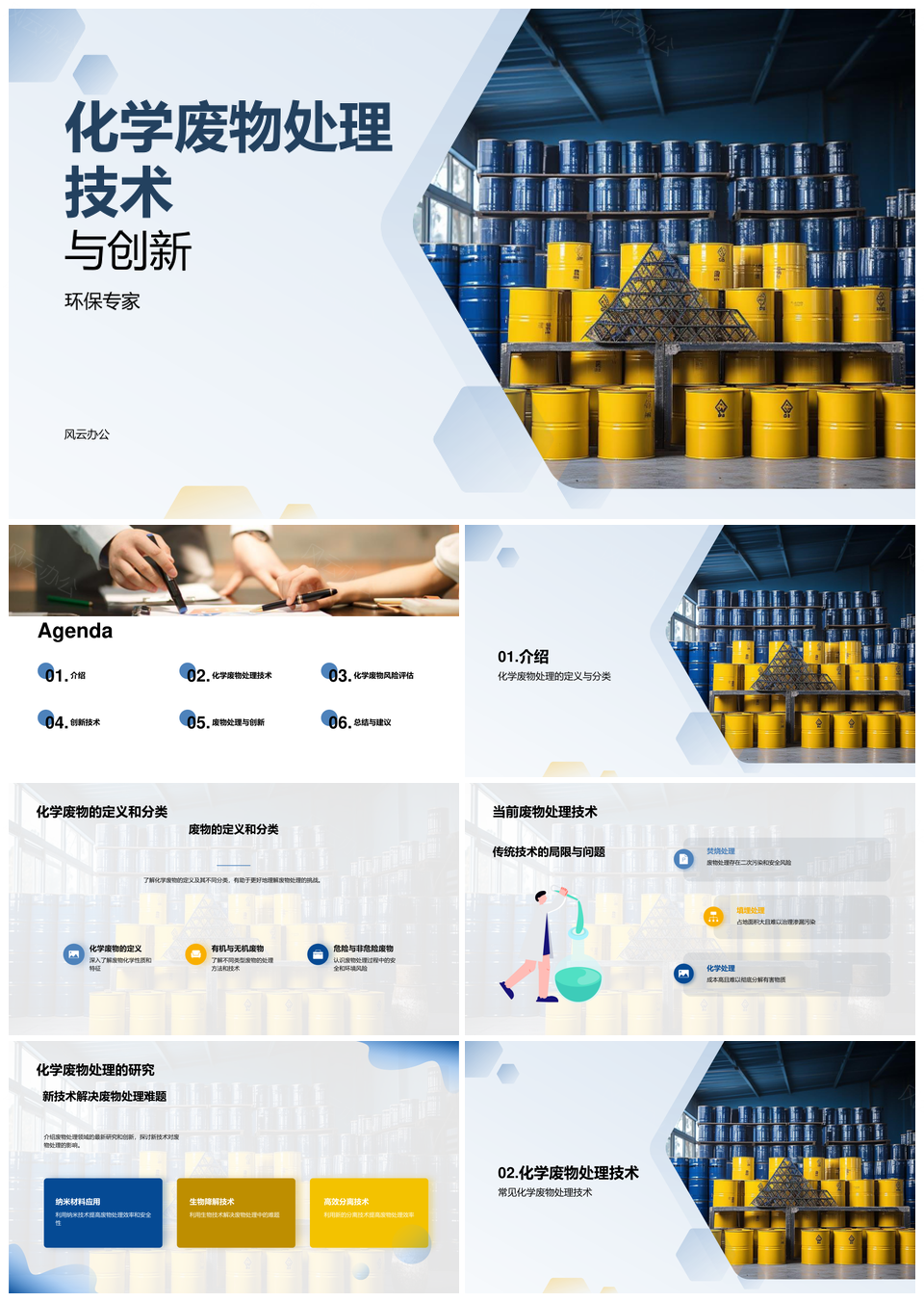 环保专家化学废物处理新技术分类风险评估PPT模板