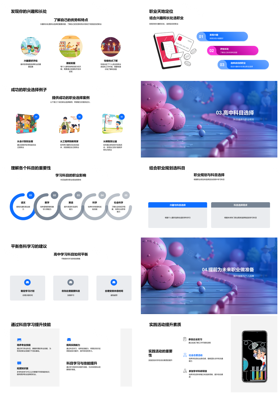 高一职业规划科目选择与全球趋势科技热门职业自我评估案例PPT模板
