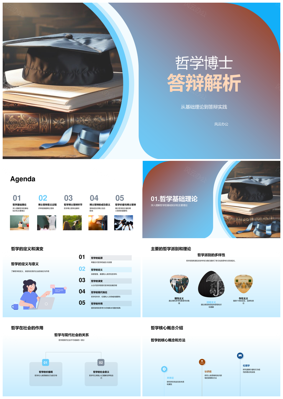 哲学博士答辩理论实践与演变解析PPT模板