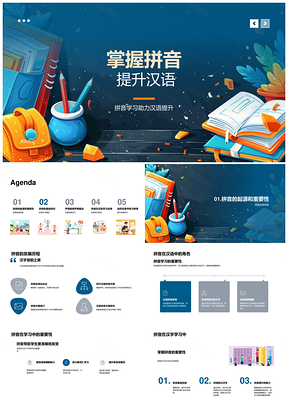 汉语拼音声韵调学习发音教学PPT模板