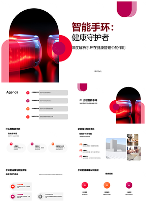 智能手环健康管理助手心率步数监测PPT模板