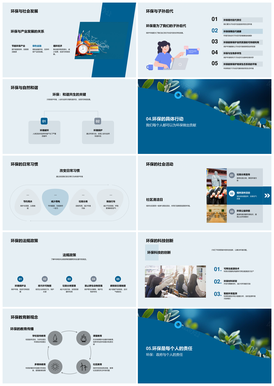人类环保行动共建绿色地球家园PPT模板