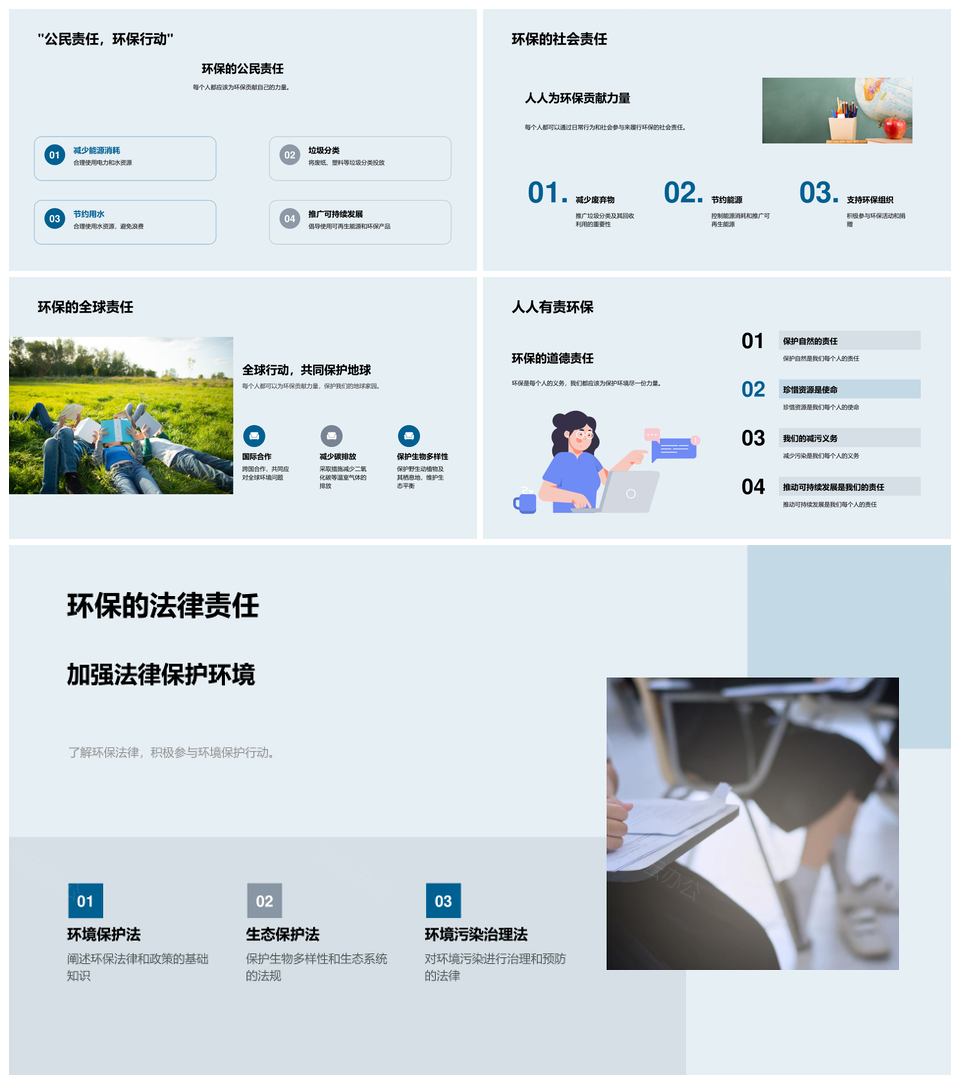 人类环保行动共建绿色地球家园PPT模板