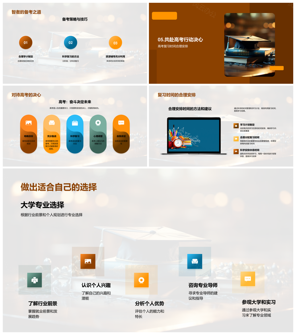 高考选校专业学习规划备考策略压力调节PPT模板