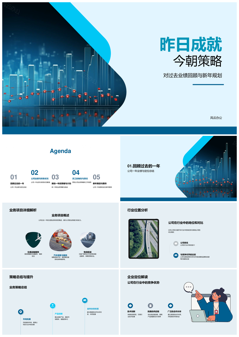 昨日成就今朝策略定位行业业绩规划PPT模板