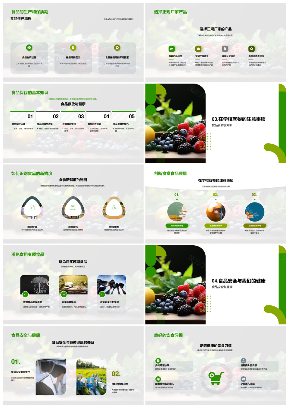 五年级学生食品安全健康生活教育PPT模板