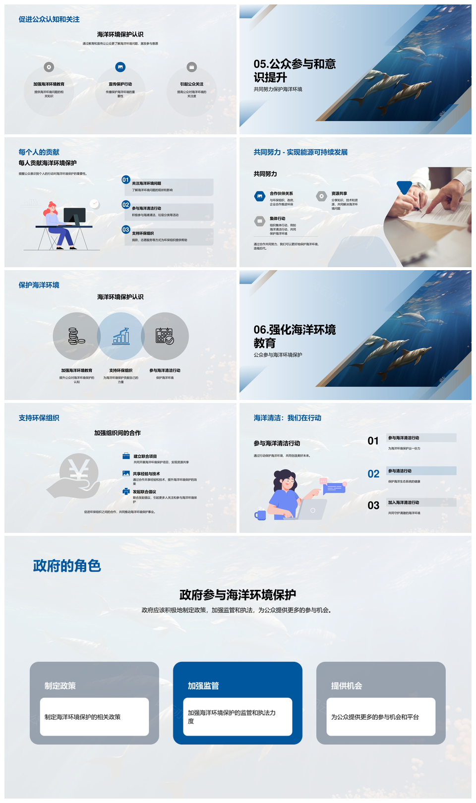 公众行业共护海浪创业路演计划PPT模板