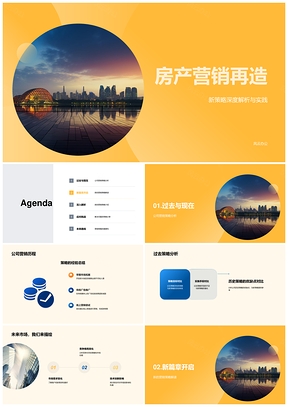 房产营销再造专家团队策略擎领城市天际线业绩PPT模板