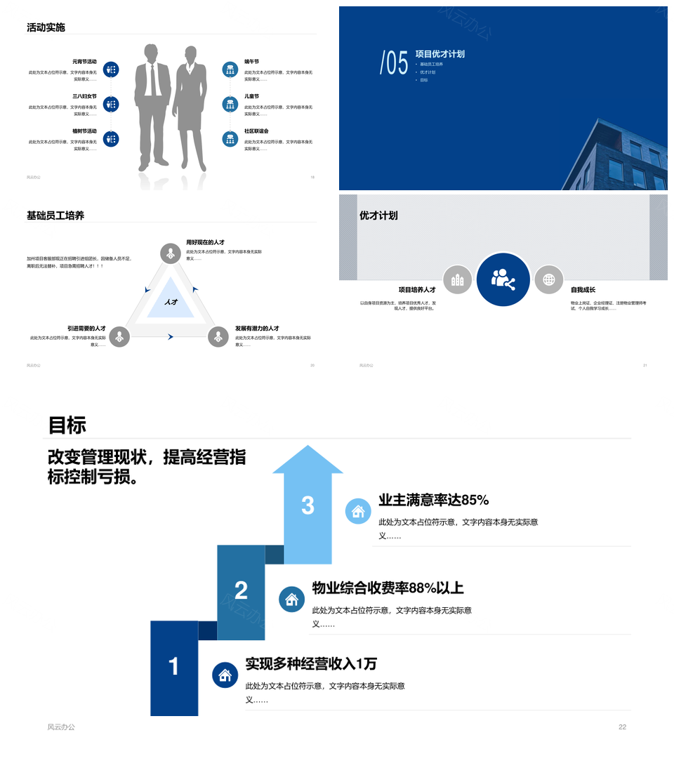 2025房地产物业建筑住房上半年工作总结PPT素材