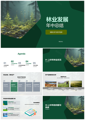 林业发展年中生产销售技术创新病虫害防治业绩预测森林总结PPT模板