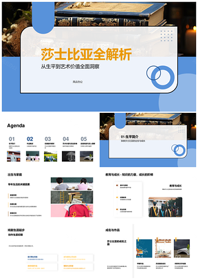 2025莎士比亚戏剧艺术生平作品主题风格语言解析PPT模板