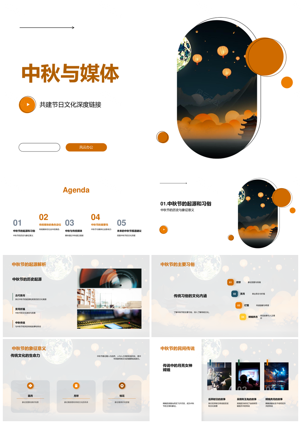 传统媒体深度链接中秋文化社会影响力PPT模板