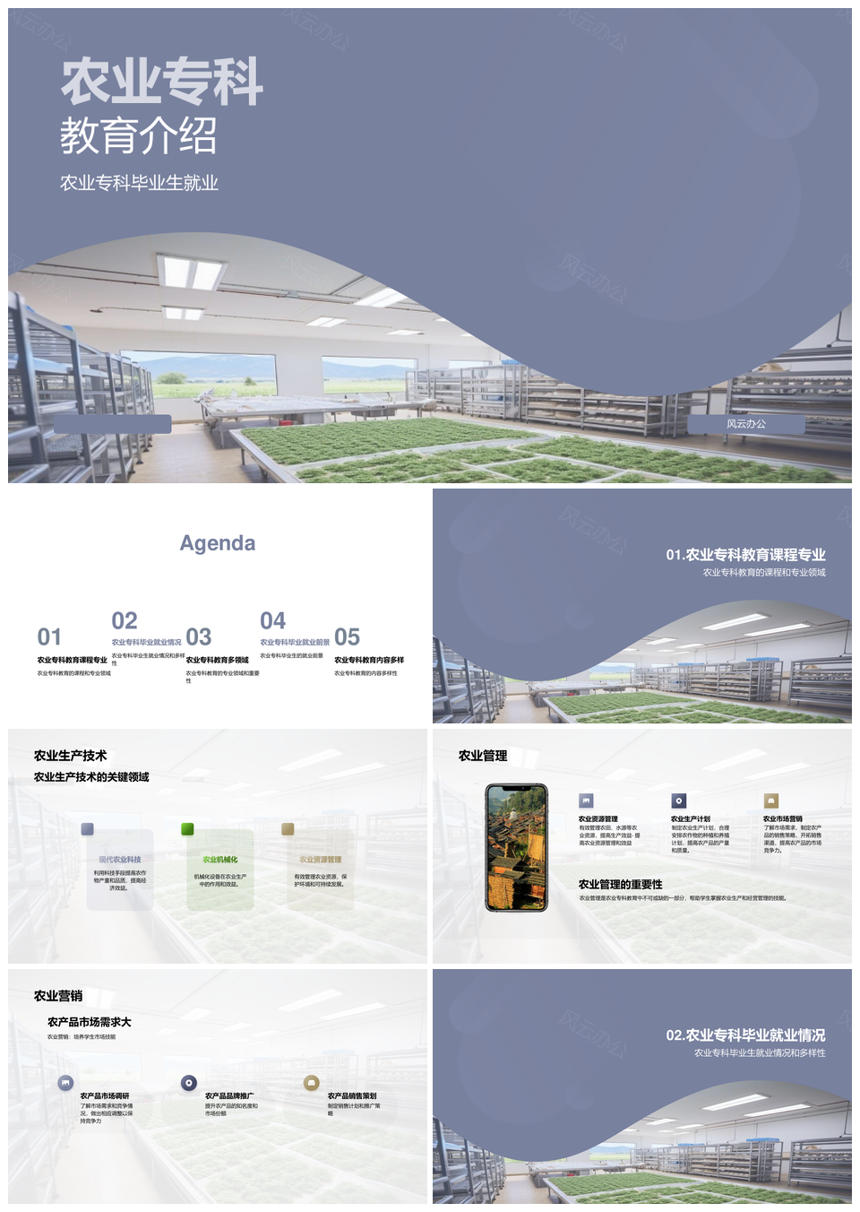 农业专科教育技术管理营销就业方向PPT模板