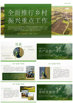 2025乡村振兴科技乡村实景发展内容PPT模板