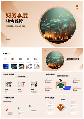 财务季度投策市经变利险析调柱图PPT模板