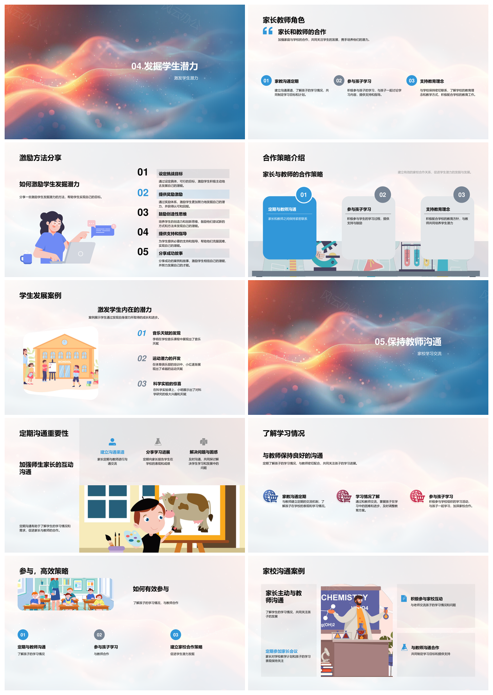 家校合作挖掘学生潜能个性特长资源激励PPT模板
