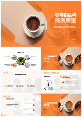 咖啡馆主题活动策划吸客提营目标客户竞对调研增收PPT模板