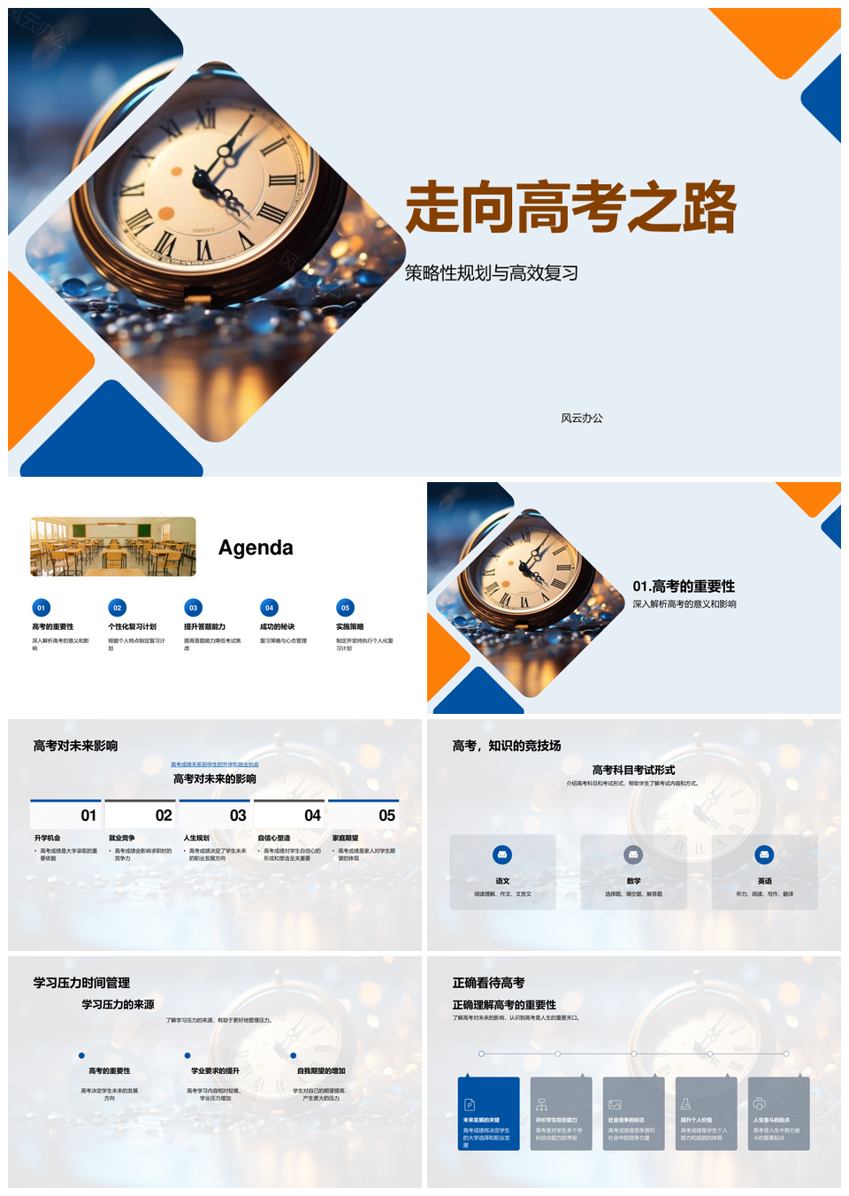 高考策略规划高效复习压力时间管理PPT模板