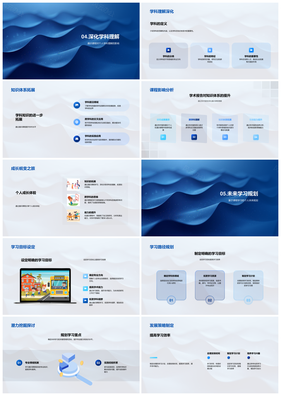 通识学术研究答辩报告学习规划PPT模板
