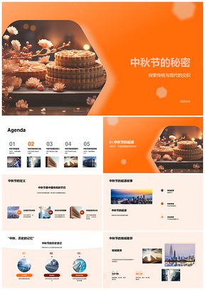 中秋团圆赏月习俗与月饼文化寓意起源PPT模板
