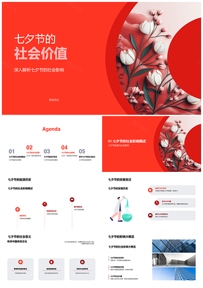 七夕节社会经济文化多重价值PPT模板