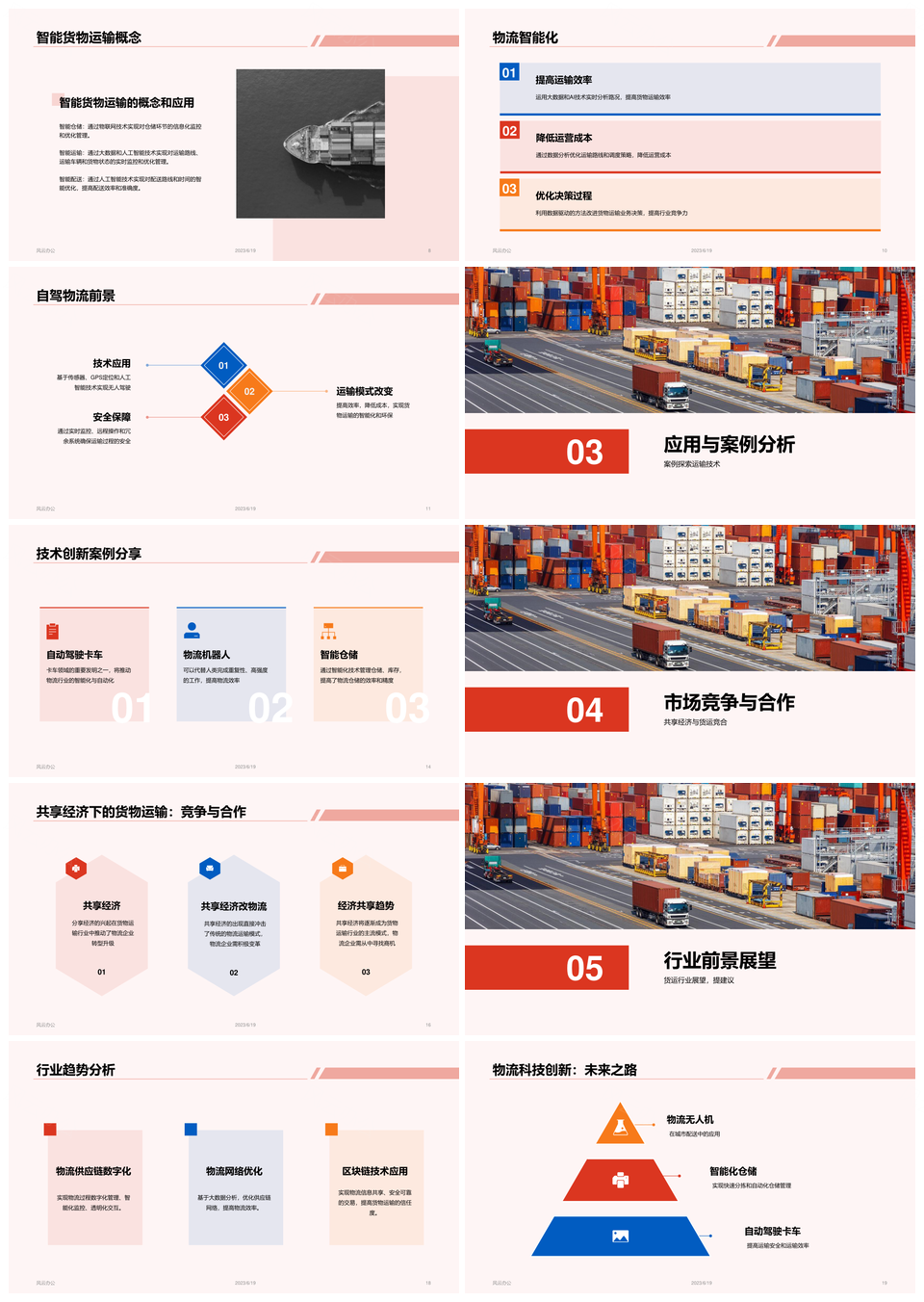 红色商务电商物流运输营销CTR方案PPT模板