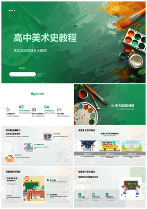 高中美术史艺术流派发展与社会影响PPT模板