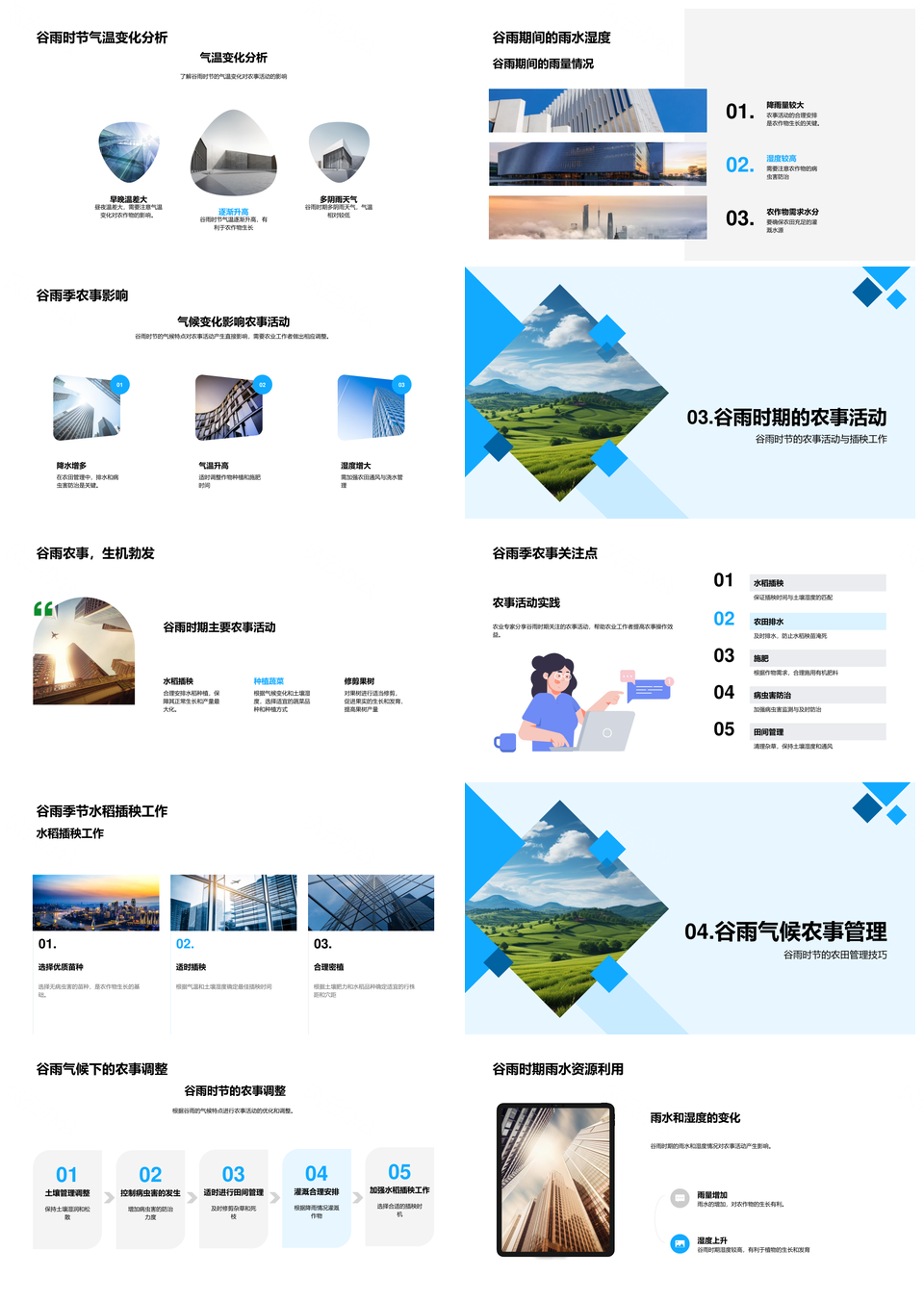 谷雨季农业策略水稻插秧与雨水管理PPT模板