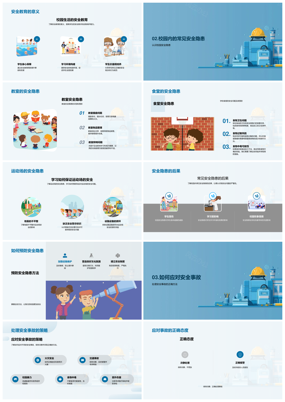 校园安全教育隐患事故预防应对知识PPT模板