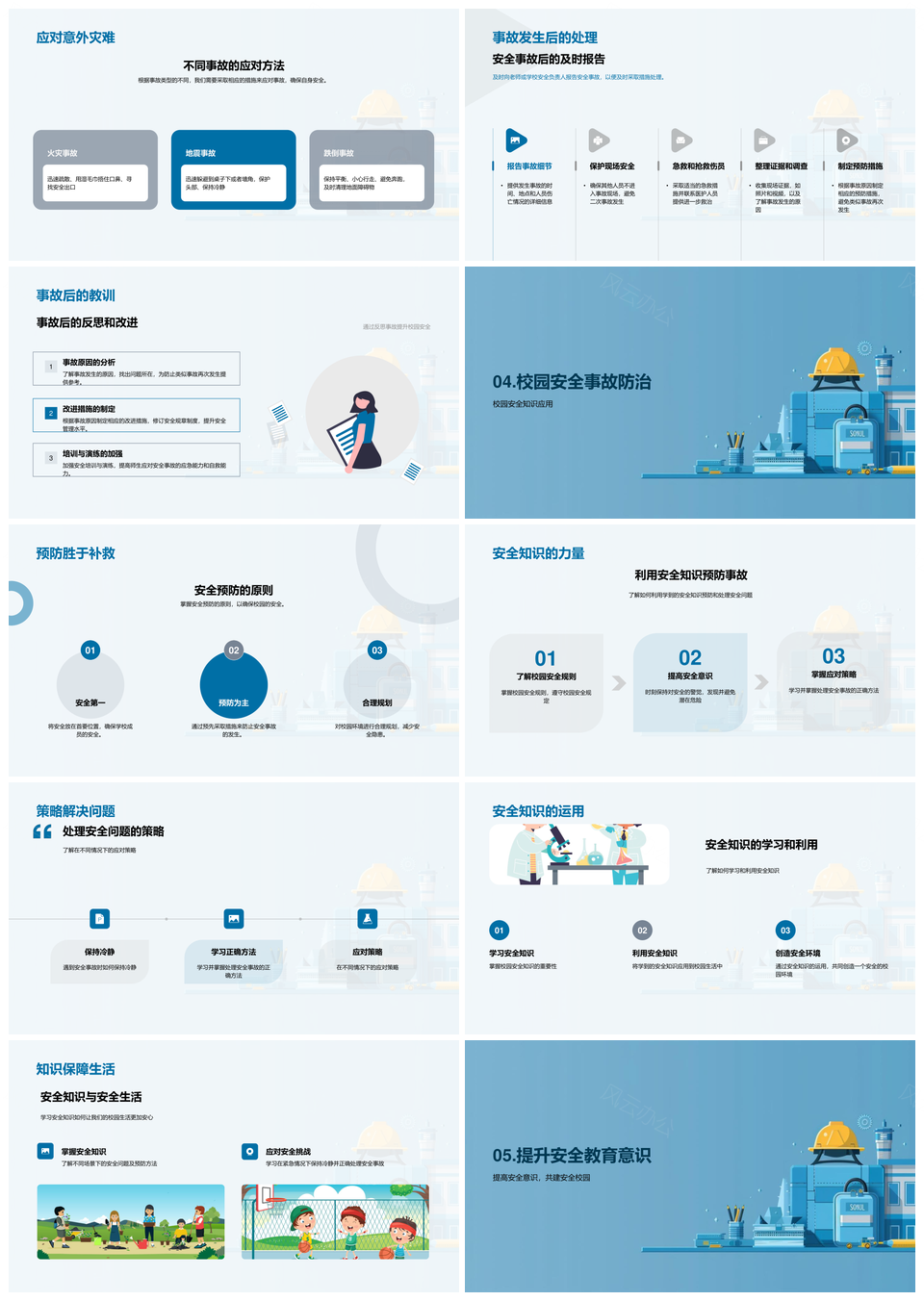 校园安全教育隐患事故预防应对知识PPT模板