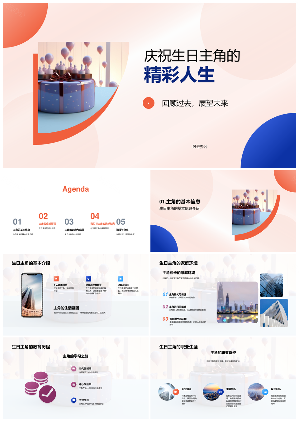 寿星庆生蛋糕祝福分享PPT模板