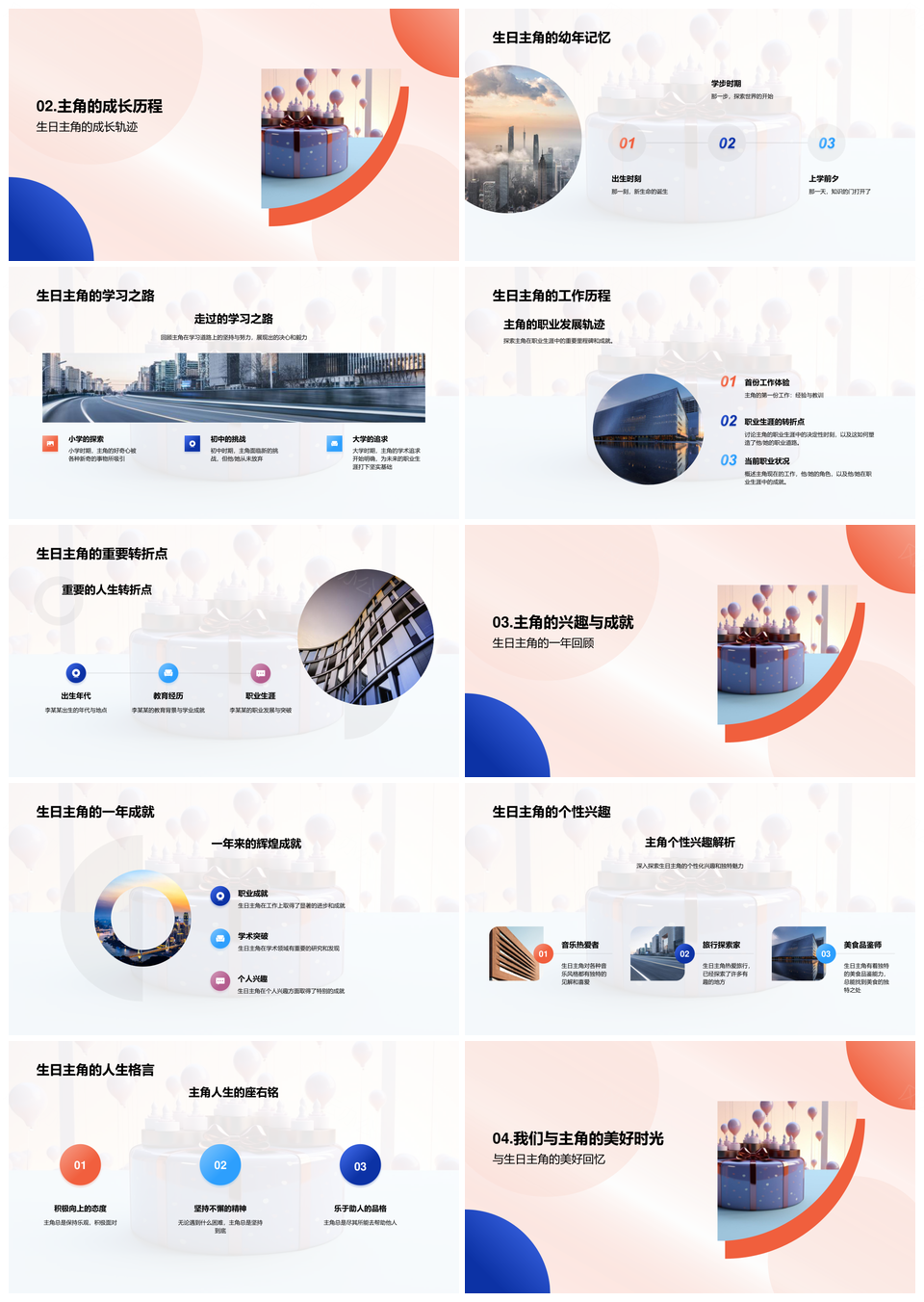 寿星庆生蛋糕祝福分享PPT模板