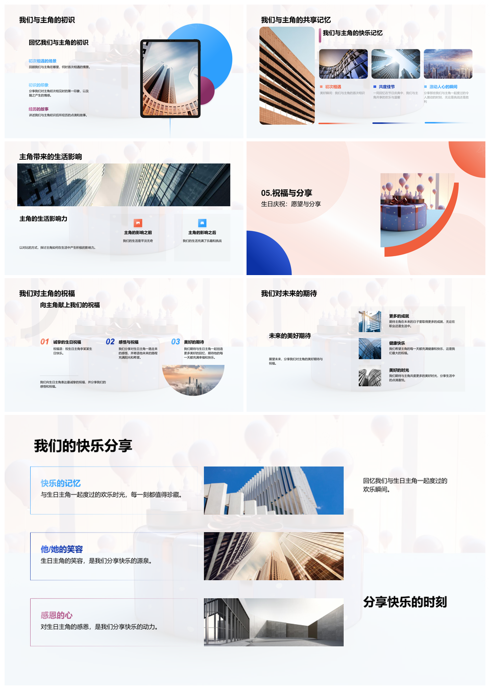 寿星庆生蛋糕祝福分享PPT模板